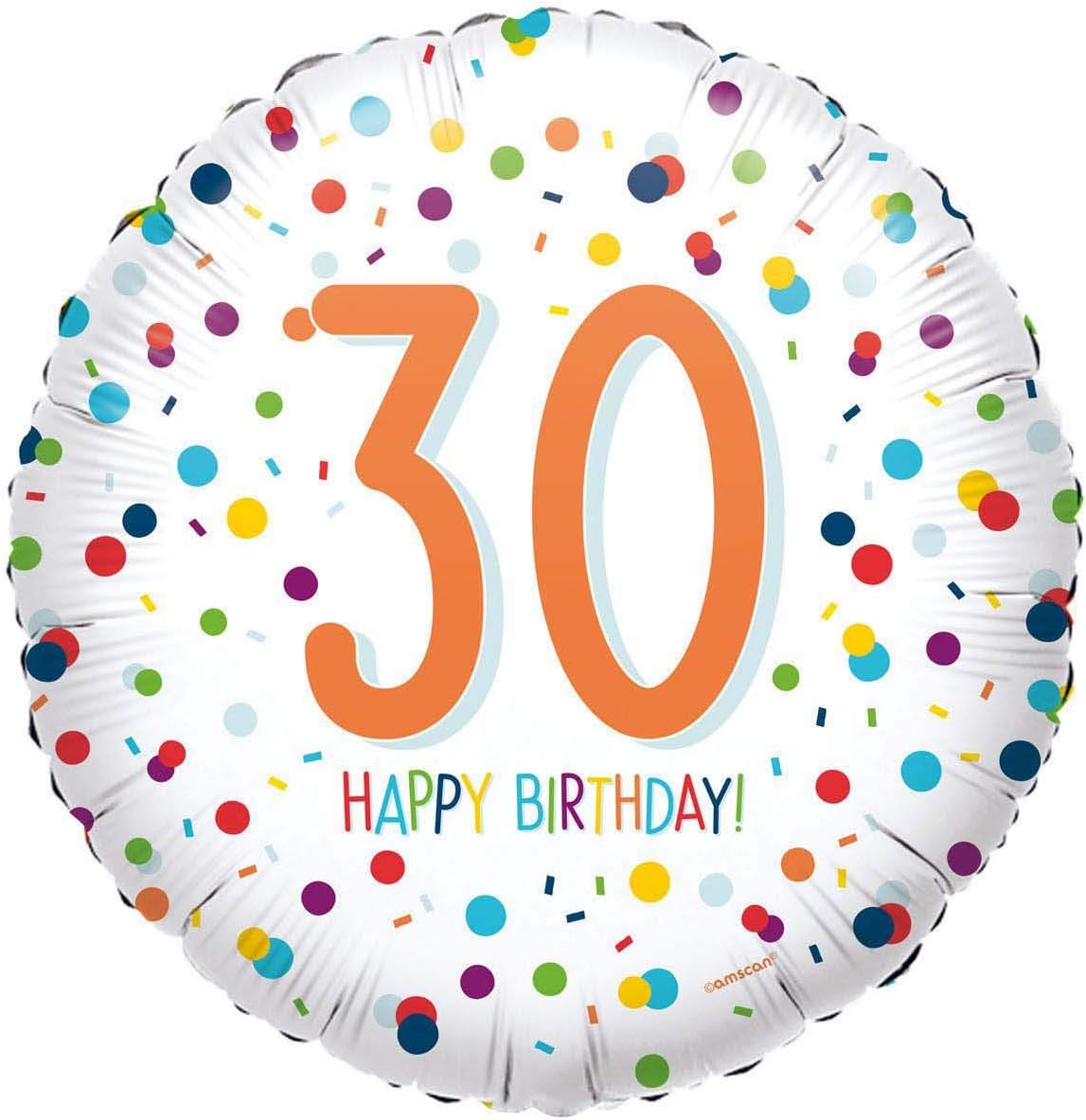 (PKT) Confetti Birthday 30th Standard Foil Balloon S40, Rainbow, Large
