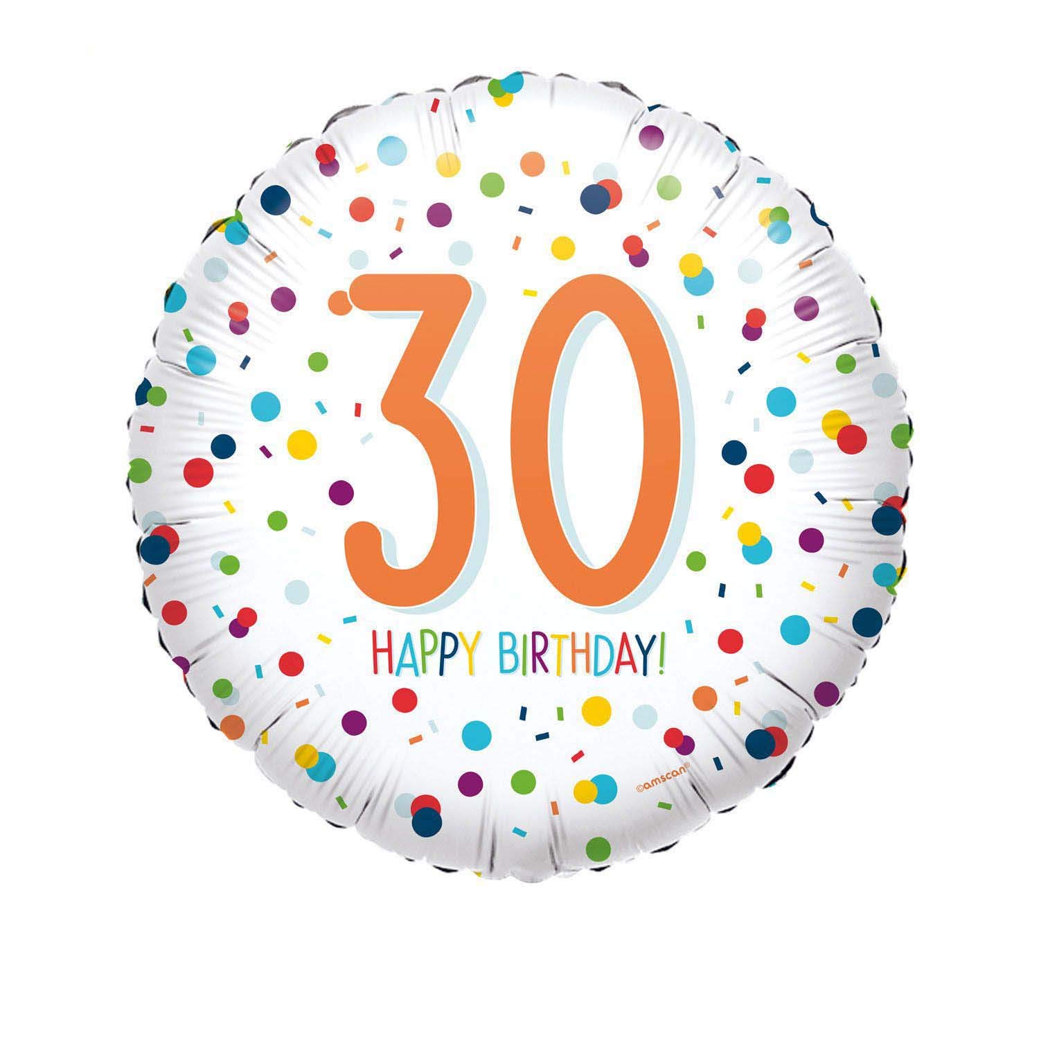 (PKT) Confetti Birthday 30th Standard Foil Balloon S40