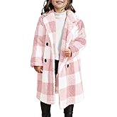 Meikulo Girls Plaid Fleece Jacket Kids Sherpa Long Winter Coats Lapel Fashion Outerwear 5-14 Years