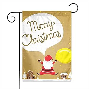EW-OL Garden Flag-Santa Claus Saltando en la Nieve acumulada en la