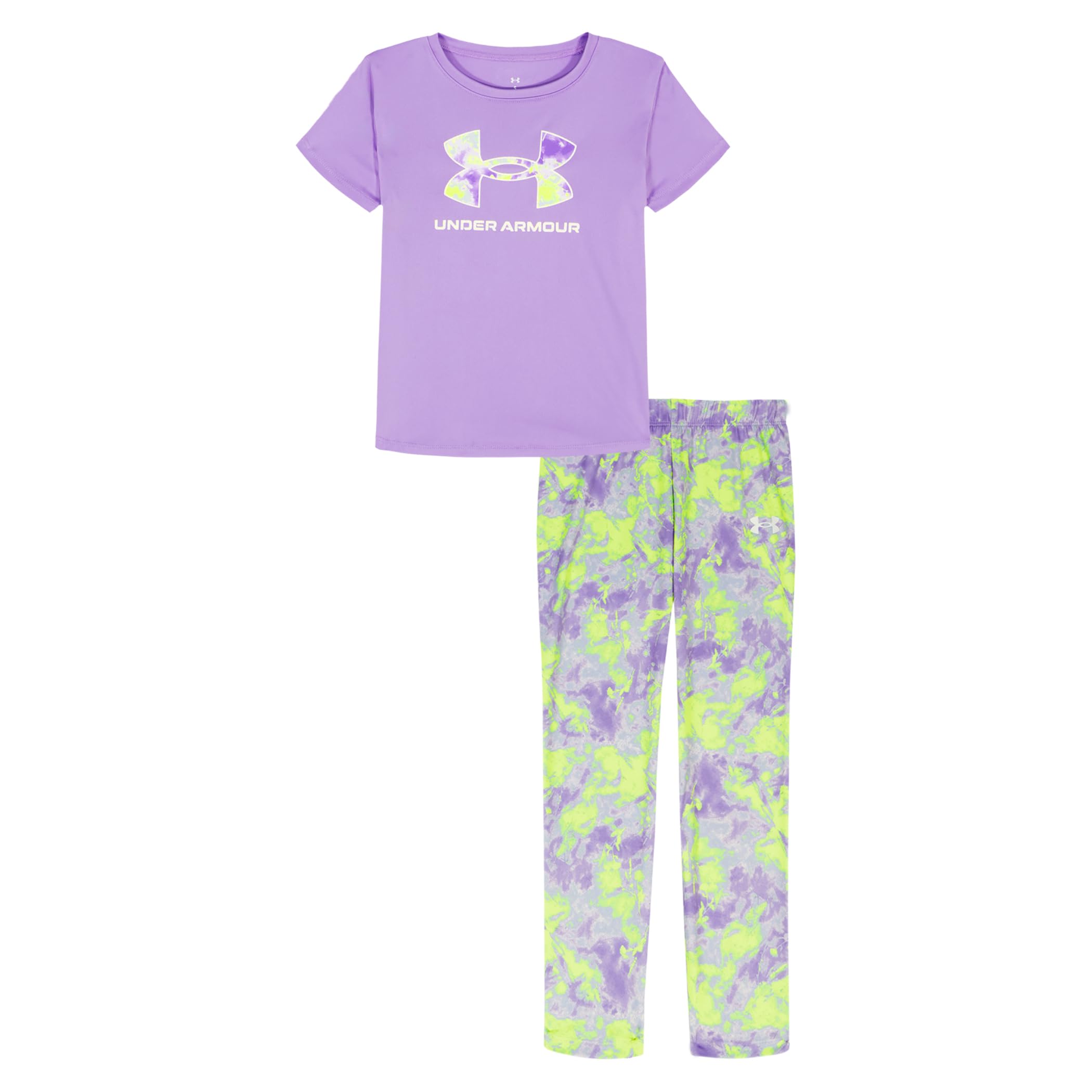 Under Armour UA Short Sleeve Glitter Logo & Printed Leggings Set Image Under Armour UA Short Sleeve Glitter Logo & Printed Leggings Set Image