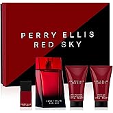 Perry Ellis Red Sky 4-Piece Gift Set - eau de toilette, aftershave, shower gel,EDT travel spray - bergamot, cardamom, juniper, lavender, rosemary, nutmeg, cedarwood, tonka bean, vetiver