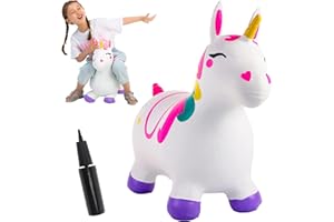 JOYIN Bouncy Unicorn Horse, Kids Ride On Bouncer, Toddler Girl Bouncing Animal Hopper, Inflatable Hopping Toy for Birthday Gift, 18 Months 2 3 4 5 Year Old Kids Toddlers Boys Girls