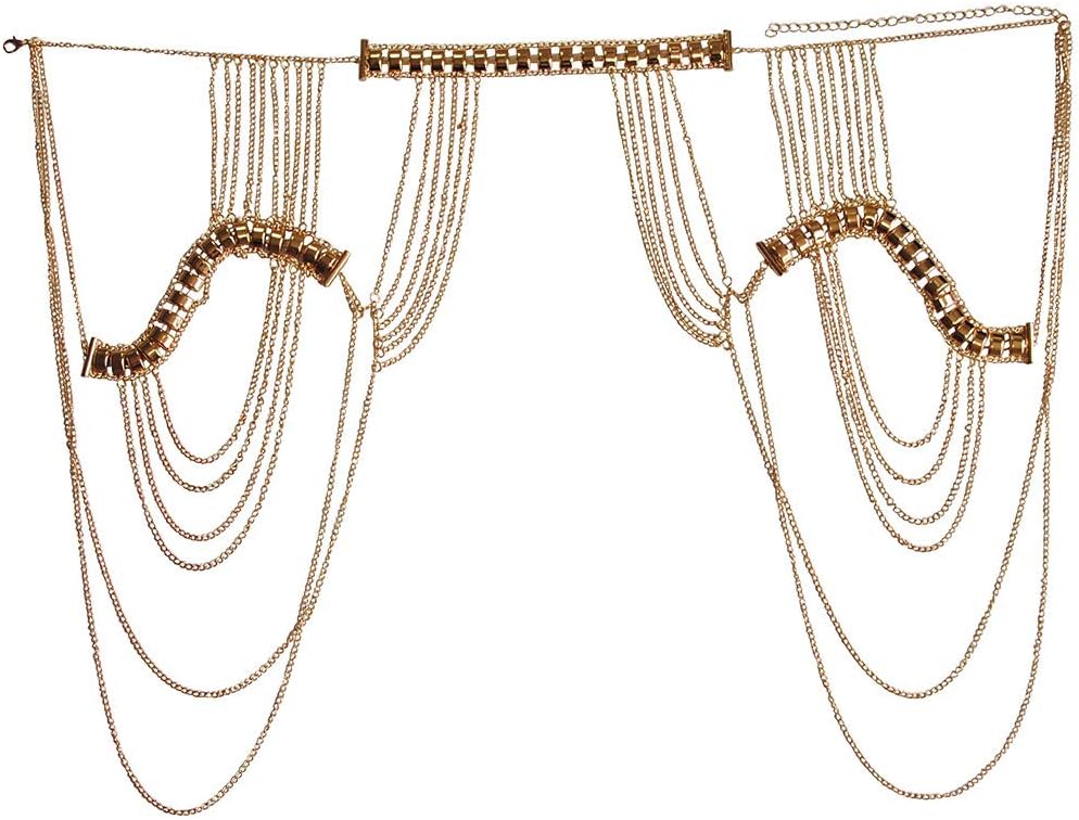 YiXin Hot Lady Tassels Link Harness Necklace Jewelry Body Shoulder Necklace Body Chain for Gift Box (Gold)