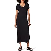 Amazon Essentials Women's Jersey V-Neck Short Sleeve Midi Length Dress