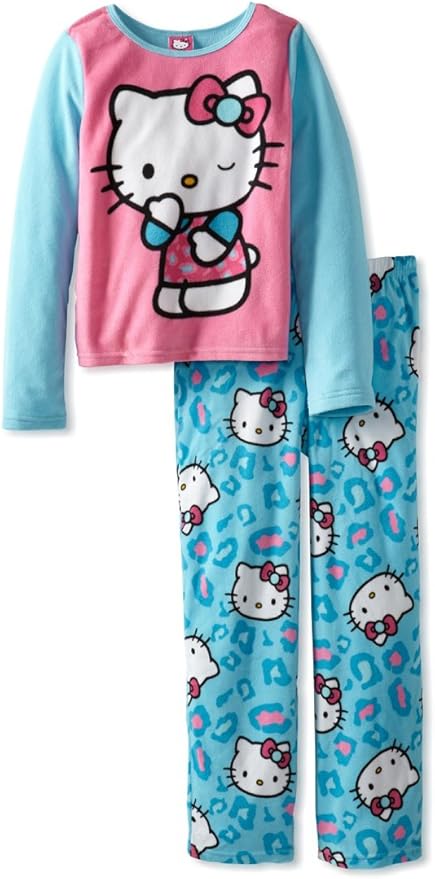 Amazon.com: Hello Kitty Girls Cheetah Printed 2Pc Fleece Pajama Set (6 ...