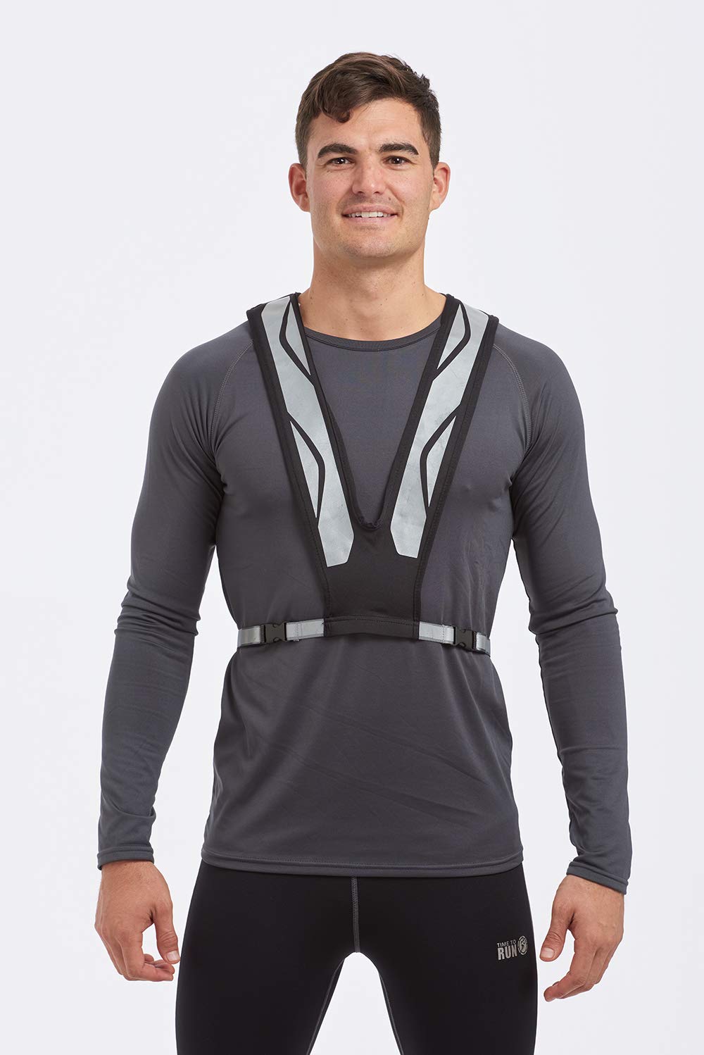 Time To Run High Visibility Lightweight Lycra Reflective Running/Cycling/Walking Vest With High Vis Reflective Scothclite 3M S/M Black