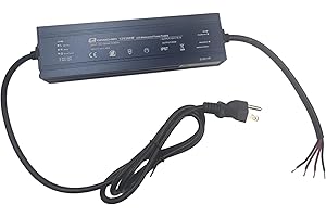 Q QINGCHEN LED Power Supply 200W Waterproof IP67 12V DC 16.7A,AC to DC Transformer Adapter with Plug,100V-130V Input 12 Volt Constant Voltage Output Transformer Driver