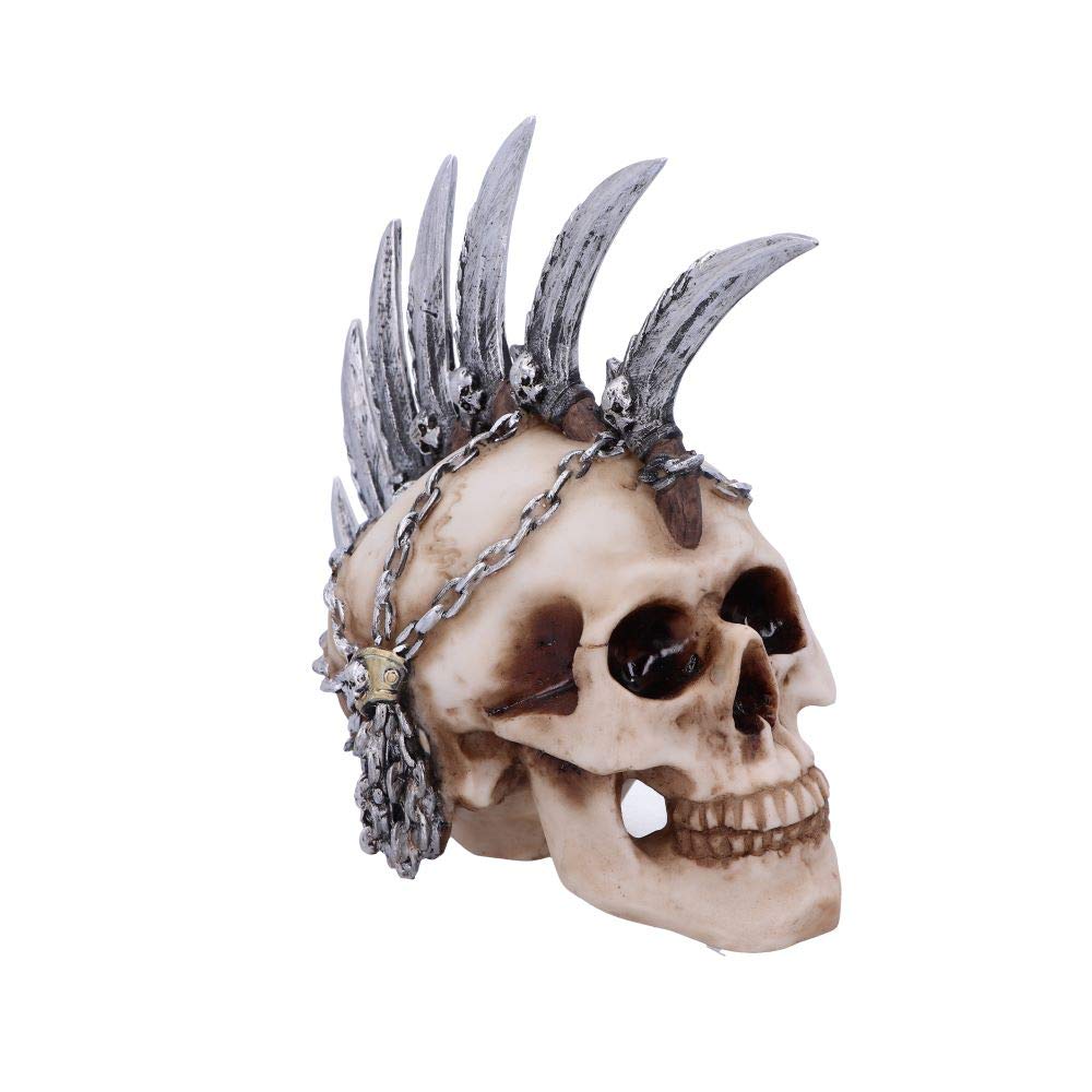 Nemesis Now U4945R0 Chain Blade Mohican Mohawk Knife Skull Ornament, Natural Bone Colour