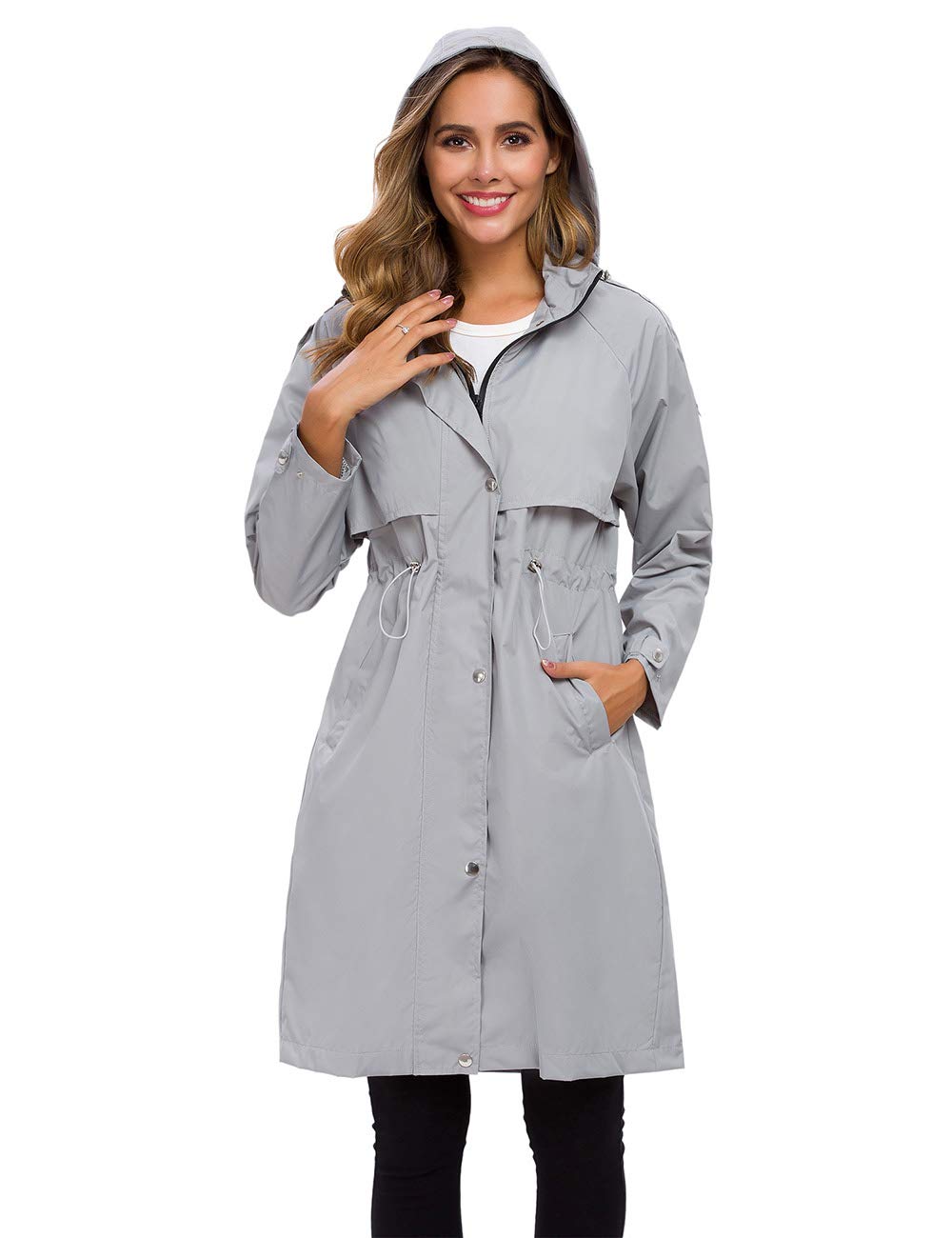 Women Waterproof Hooded Rain Jacket 