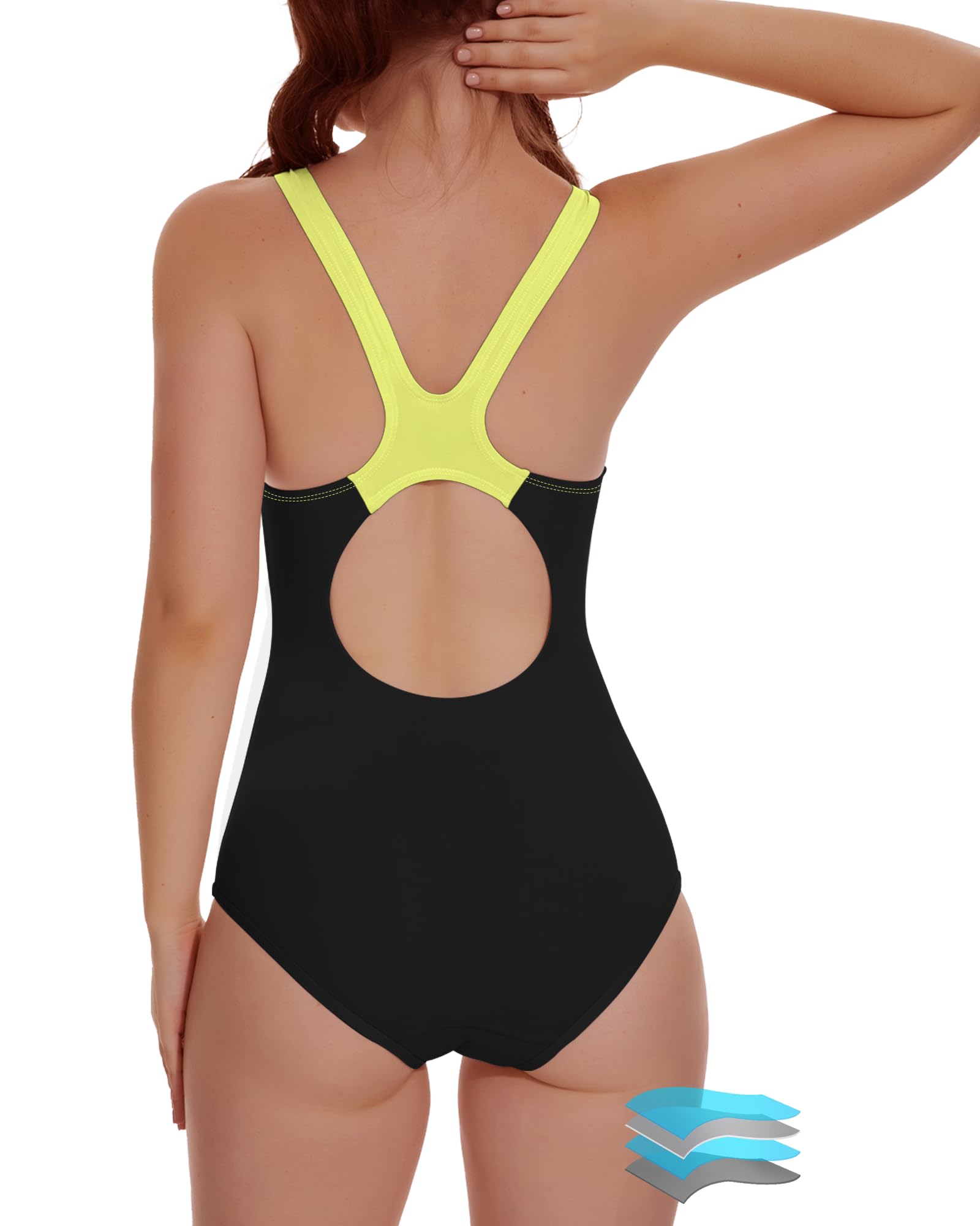 Photo 1 of Beautikini Period Swimwear One Piece Racerback Training Bathing Suit Women Period Swimsuits for Teen Girls Ages 11-14(Green Blue Small)