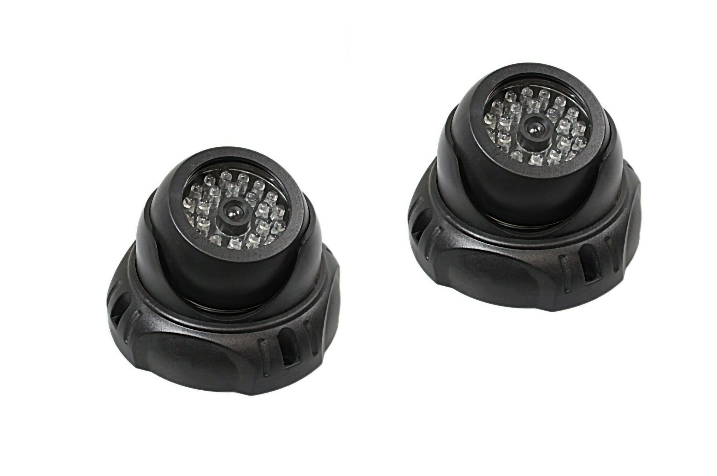 AL-FAHMI 2 X Dummy Fake Surveillance Security CCTV Dome Camera With LED Blinking Real Imitation for Home Security, Dummy Camera With Red Flashing Light Indoor/Outdoor Surveillance Black