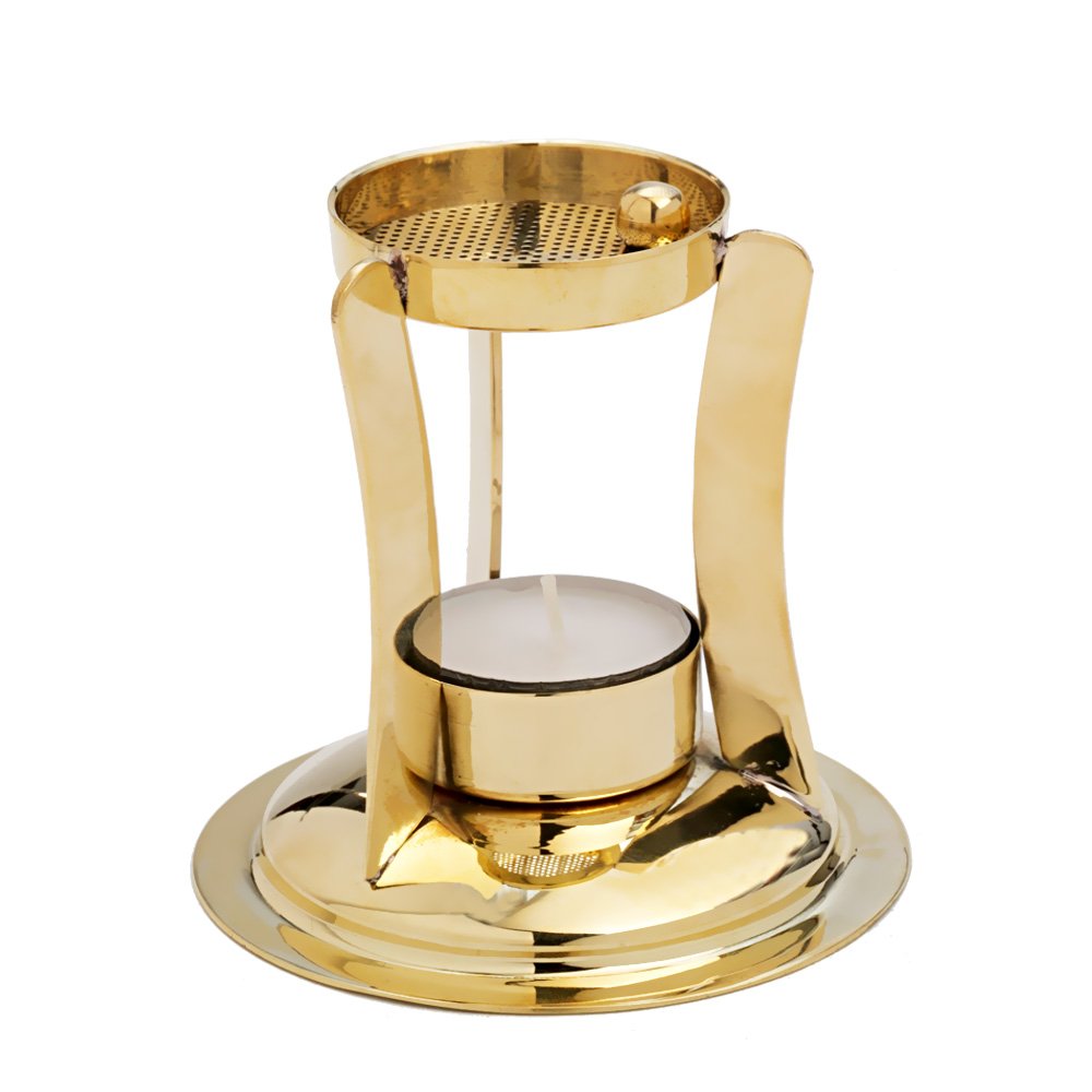 NKlaus Incense Burner Economical Incense Burner Stand Brass Deco gold Strainer 7562
