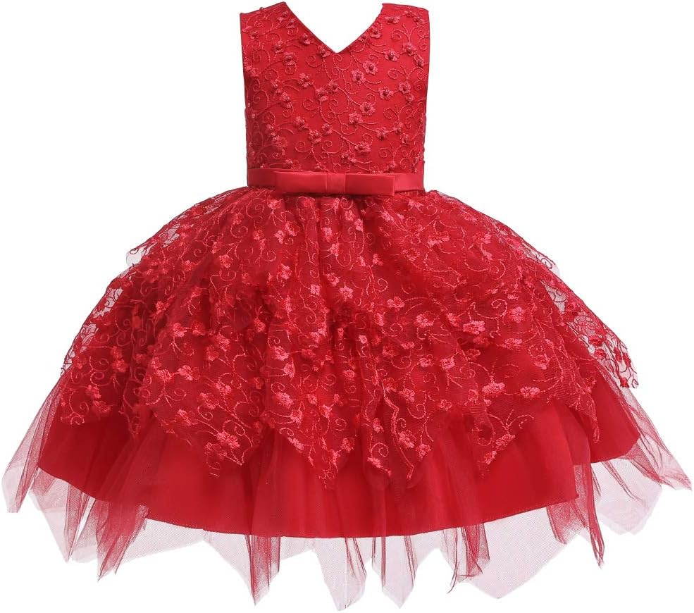 COMISARA6M-4T Toddler Baby Girls Flower Dress Formal Pagenat Party Tutu Gown Dresses