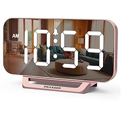 Peakeep Slim Digital Mirror Clock, Aesthetic Alarm