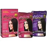 AHGLOW Hair Straightening and Rebonding System with KERATIN. Extra Strength Formula. The Complete System that Straightens Wavy, Curly, Frizzy Hair the Smooth, Silky, Shiny Way! 165 gram pouches