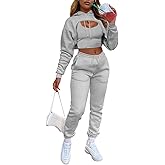 Remxi Women 3 Piece Outfits Sweatsuits Set - Sexy Long Sleeve Pullover Crop Top Hoodie Tank Joggers Sweatpants Workout Sets