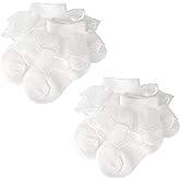 BQUBO Baby Girls Socks Eyelet Ruffle Lace Sock Newborn/Infant/Toddlers/Kids Frilly Dress Sock for Baby Girl