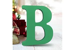 AOCEAN 6 Inch Green Wood Letters Unfinished Wood Letters for Wall Decor Decorative Standing Letters Slices Sign Board Decoration for Craft Home Party Projects (B)