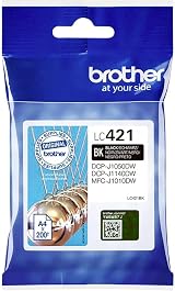Brother LC-421BK Inkjet Cartridge Black Genuine Supplies 200 Page Yield