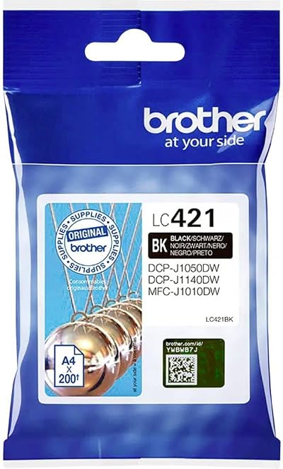 Brother LC-421BK Inkjet Cartridge Black Genuine Supplies 200 Page Yield