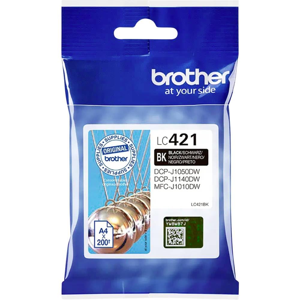 Brother LC-421BK Inkjet Cartridge, Black, Single Pack, includes 1 x Inkjet Cartridge, Genuine Supplies