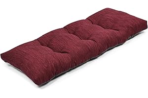 baibu 40 Inch Classic Solid Color Bench Cushion with Ties, Super Soft Indoor Outdoor Rectangle Bench Seat Cushion Standard Size Foam Pad with Non-Slip Bottom - One Pad Only (Red, 40x15x3in)