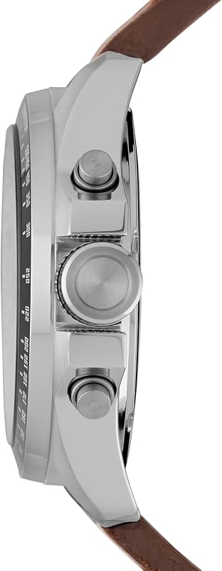Orologio Decker Uomo, movimento cronografo al quarzo, cassa in acciaio inossidabile da 44 mm con cinturino in pelle, CH2885, Marrone