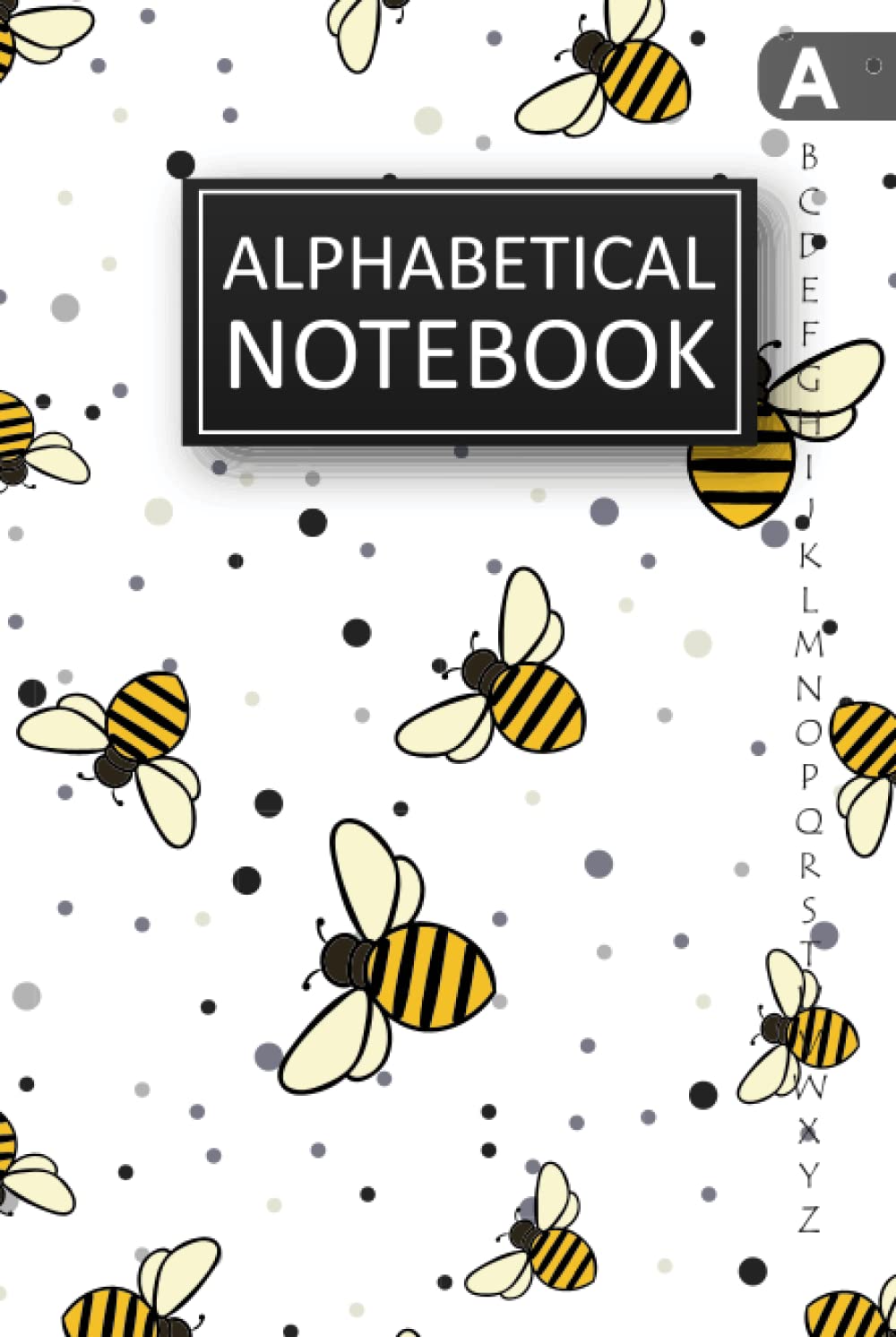 Alphabetical Notebook: A5 Alphabetical A-Z Index Lined Journal with Tabs Printed, Bee Pattern Cover