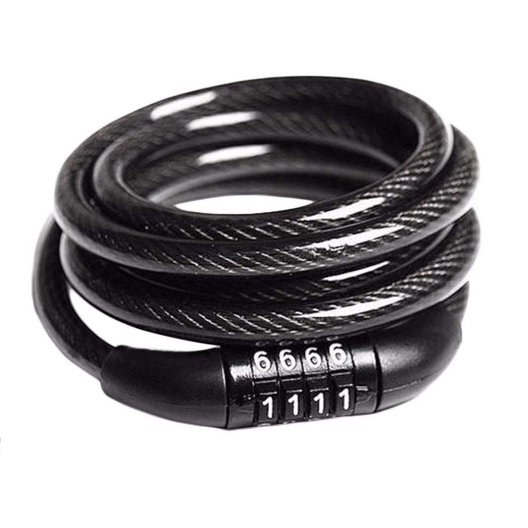 Kaluo Combination Bike Cable Lock Mounting Bracket, 4 Feet Self Coiled Bicycle Security Locks, Resettable Combination Bike Locks