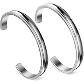 WUSUANED Hair Tie Bracelet Stainless Steel Grooved Cuff Bangle Gift for her