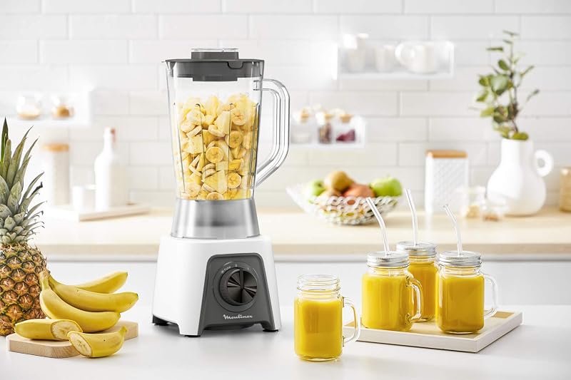 Blendeo+ LM2C01 Mélangeur de verre 450 W, capacité de 1,5 L, acier inoxydable, mixeur 2 vitesses, pique à glace, lames résistantes Zelkrom, verrouillage intelligent