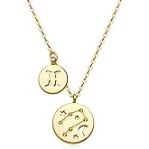 ABDOT Gold Necklace for Women 18K Gold Plated Astrology Zodiac Necklace 12 Constellation Necklace Birthday Gift for Women
