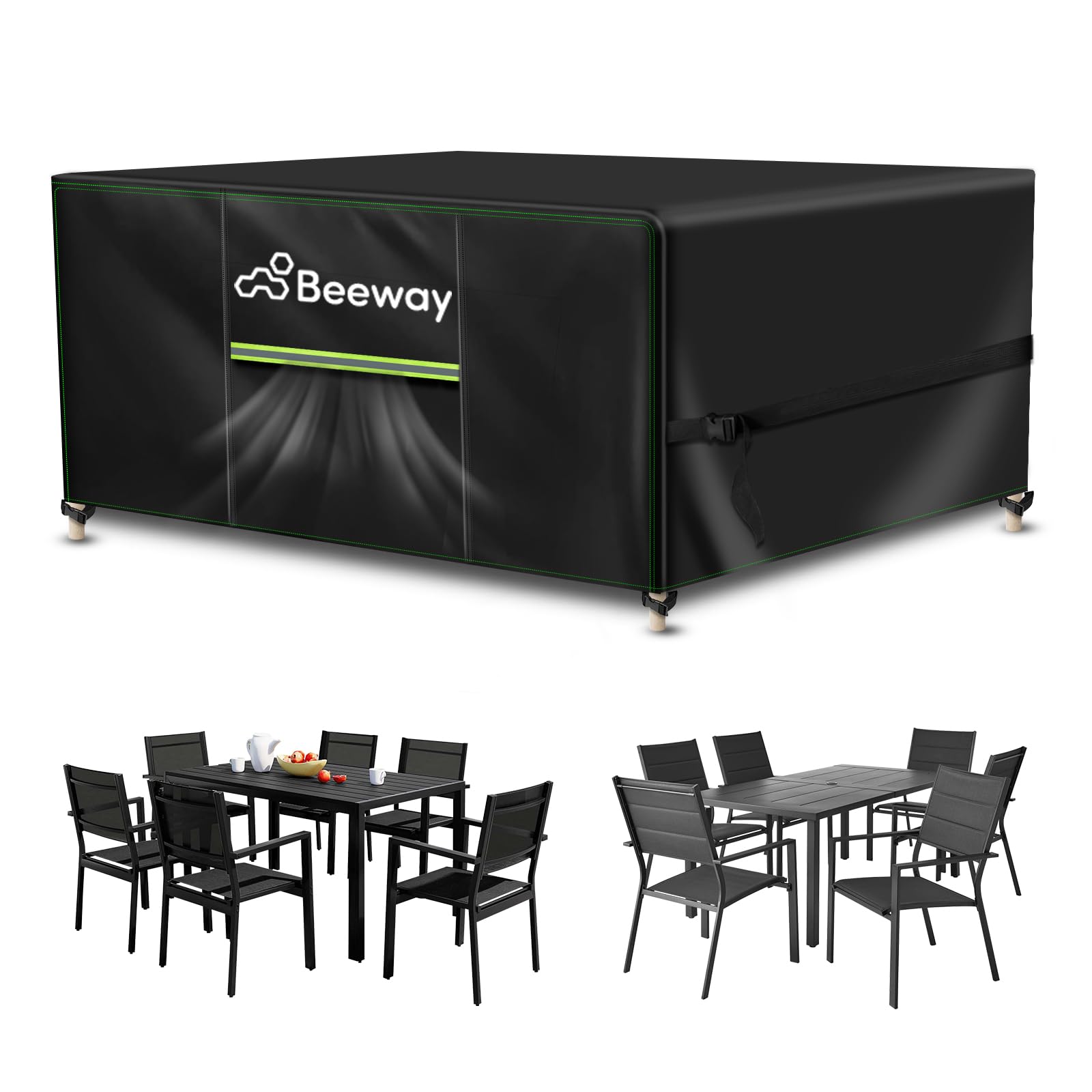 BEEWAY Garden Furniture Cover With Air Vent, Waterproof Patio Rattan Sofa Table Chair Set Cover - 420D Oxford Fabric, Windproof - 170x94x72cm