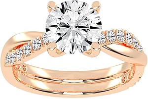 DIAMOND DOMAIN Twisted Style Round Cut Solitaire Lab Grown Diamond Engagement Anniversary Wedding Ring In 14K Gold Platinium for Women (1-5 Ct, F-G Color, VS1-VS2 Clarity) IGI Certified