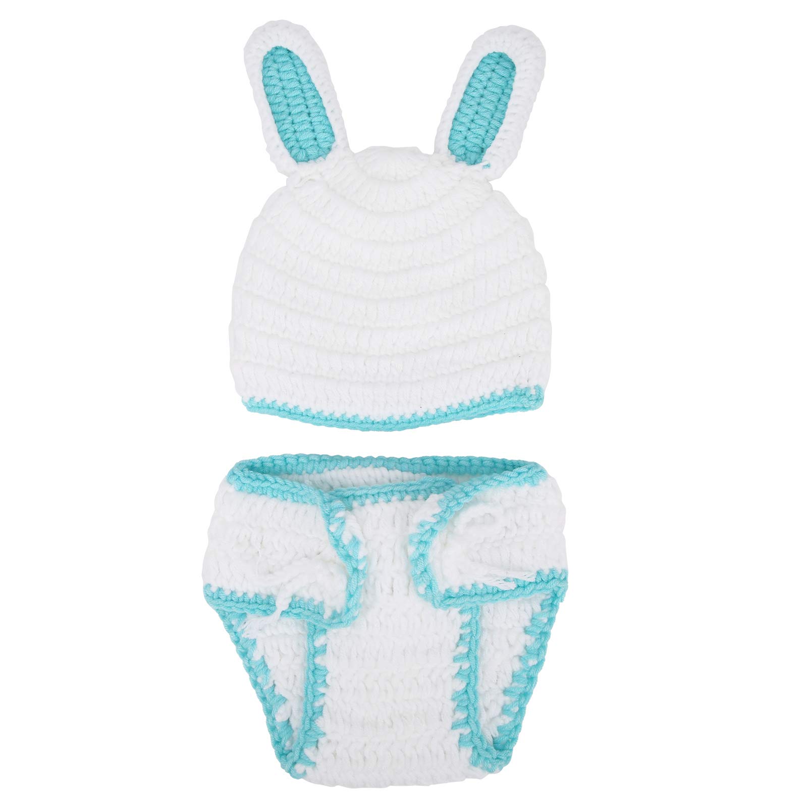 Newborn Photography Props Costume, Cute Rabbit Shape Photo Costume Infants Hat Pants for Boys and Girls(0-6 Month)(Blue)