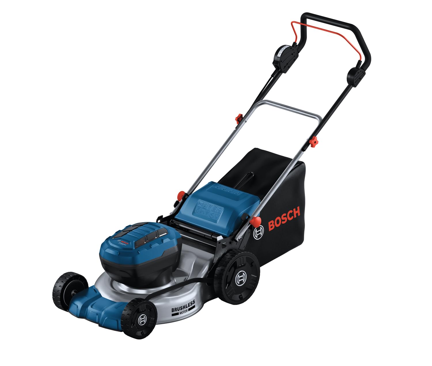 Bosch Professional 18V System Akku-Rasenmäher GRA 18V2-46 (Schnittbreite: 46 cm, 6-stufige Höheneinstellung, 60-Liter-Textil-Grasfangkorb, inkl. 2 x Isolierschlüssel, Mulcher)