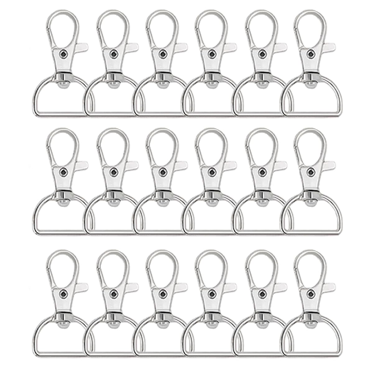 Photo 1 of 50Pcs Swivel Clasp Hooks D Ring Key Chain Clips, Metal Lobster Claw Clasps Trigger Clip Lanyard Snap Hook for Keychains Making Purse Hardware DIY Crafts 1 Inch Silver
