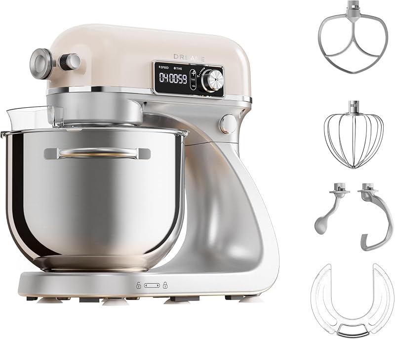 BioKnead Impastatrice Planetaria. Doppio Gancio Brevettato e Motore CC Silenzioso da 800 W con Ciotola da 6 L, Display Digitale, 12 Velocità e Numerosi Accessori per Ogni Attività