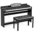 UMOMO U-710 88 Key Digital Piano Keyboard with Piano Bench, Full Size Electric Piano with Piano Stand, Headphone Jack, 3 Pedal, Electronic Piano for Beginner, Adults, Black
