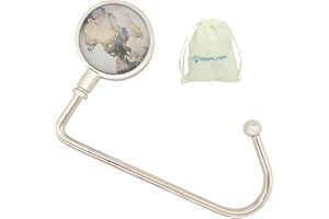ROFLYER Purse Hook Hanger for Table Bar Long Handbag Hanger Bag Hanger with Velvet Pouch (Marble 01)