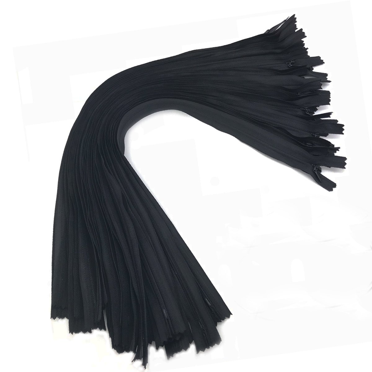 25pcs Nylon Invisible Zippers for Dresses, Skirts, Pillows, Sewing Craft (20 inch, Black)