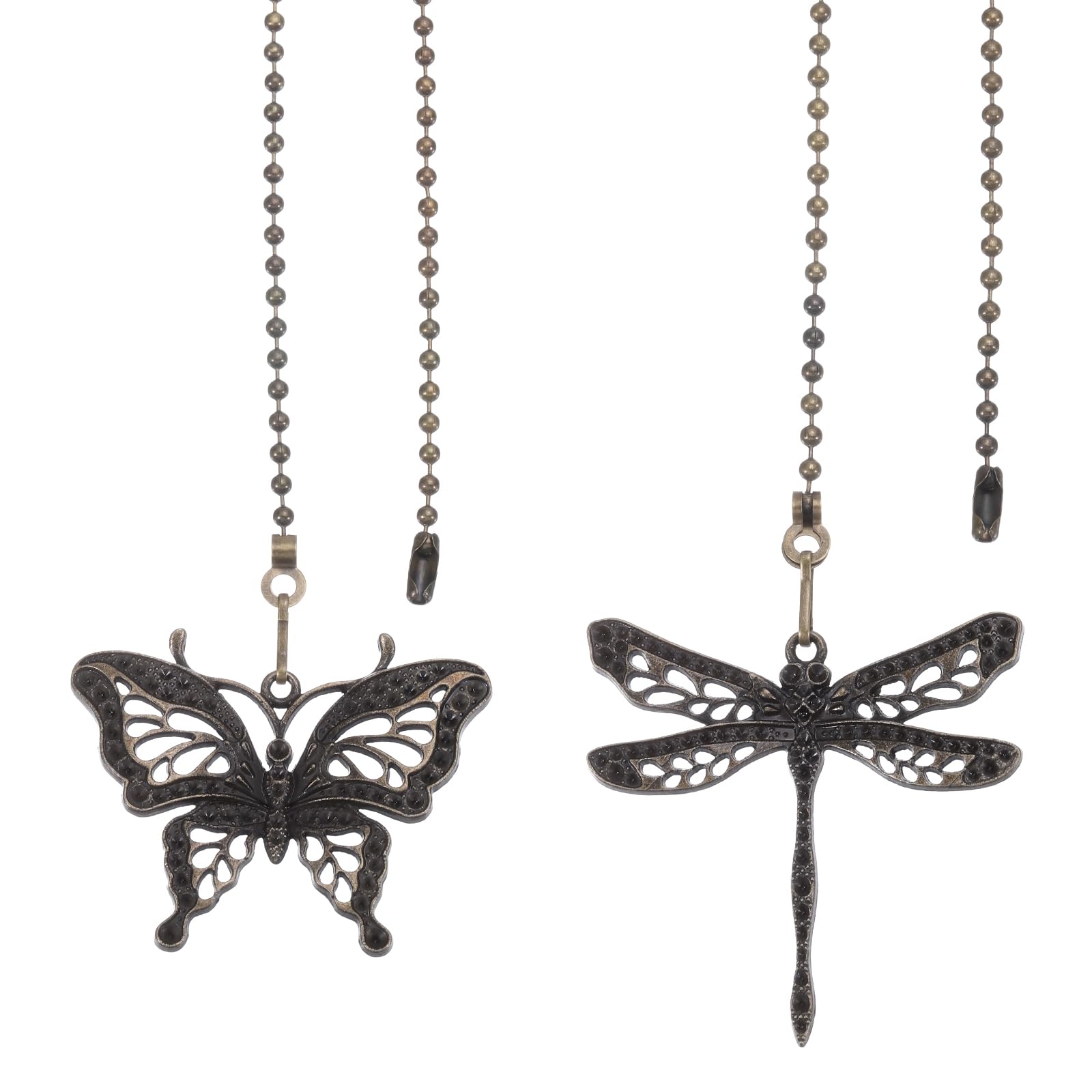 PATIKIL 30cm Ceiling Fan Pull Chain Set, 4Pcs Lighting Fan Beaded Ball Pull Chain Extender with Connector Pendant Extension, Bronze