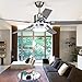 Andersonlight 48-Inch Modern LED Ceiling Fan 5 Stainless Steel Blades and Remote Control 3-Light Changes Indoor Mute Energy Saving Fan Chandelier for Home Decoration