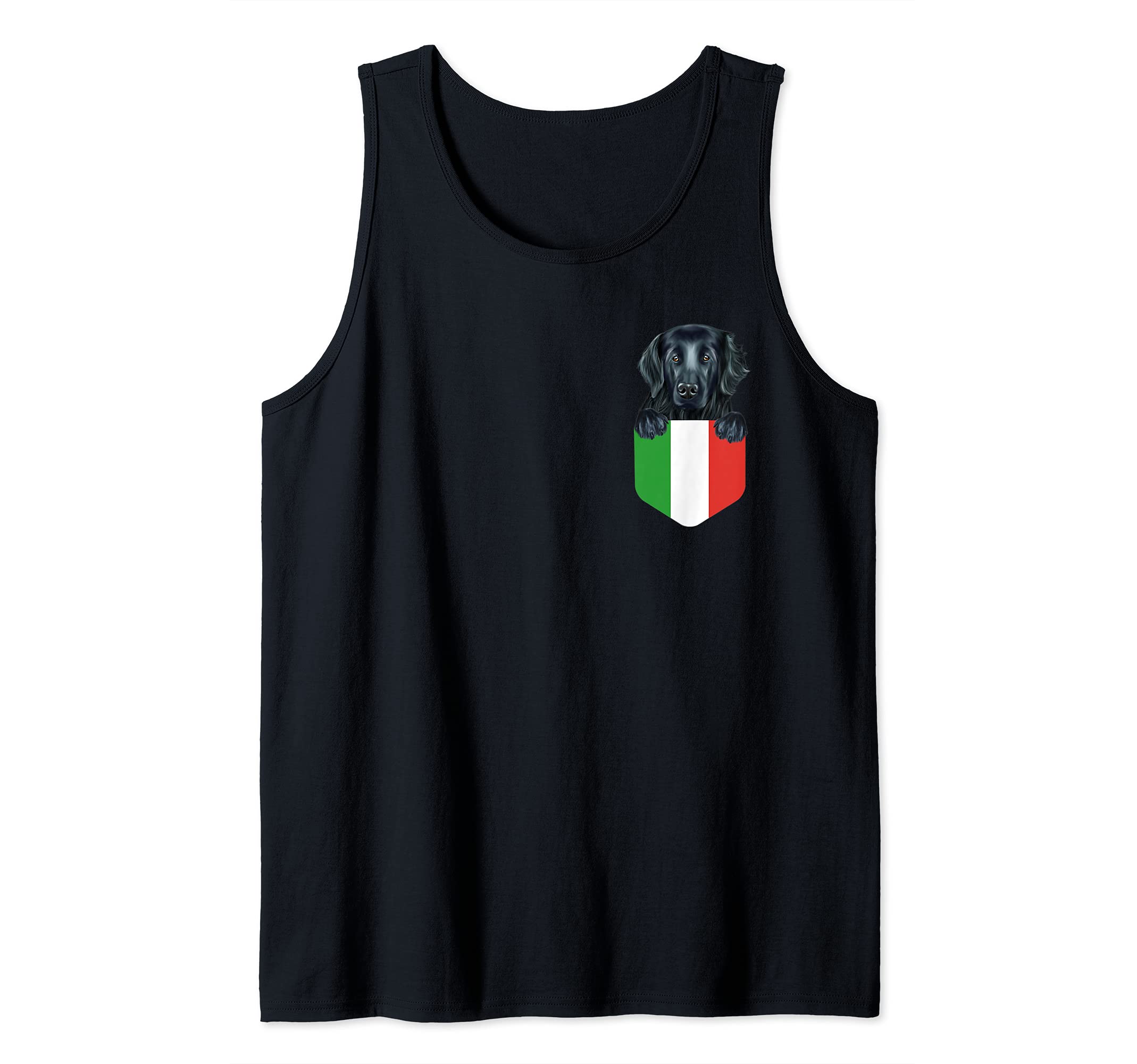 Italy Flag Flat-Coated Retriever Dog In Pocket Tank Top
