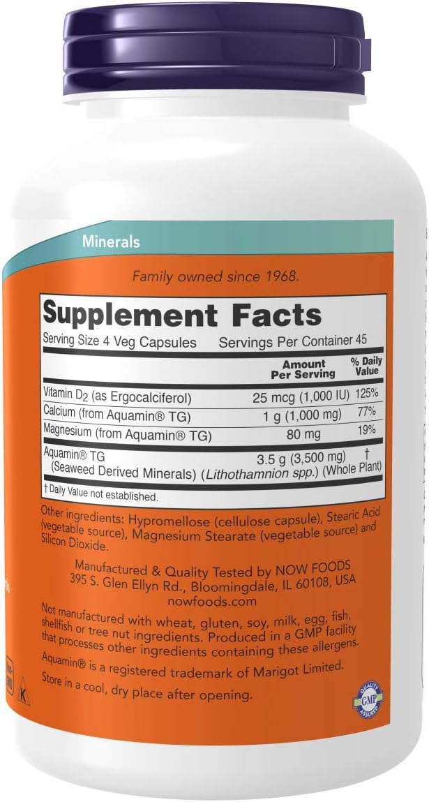 NOW Supplements, Red Mineral Algae Plus Vitamin D-2, Joint Health*, 180 Veg Capsules: Health & Personal Care