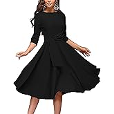 FENJAR Women's Formal Dresses Casual Wedding Guest Church Work Elegance Audrey Hepburn Style A-line Midi Dress