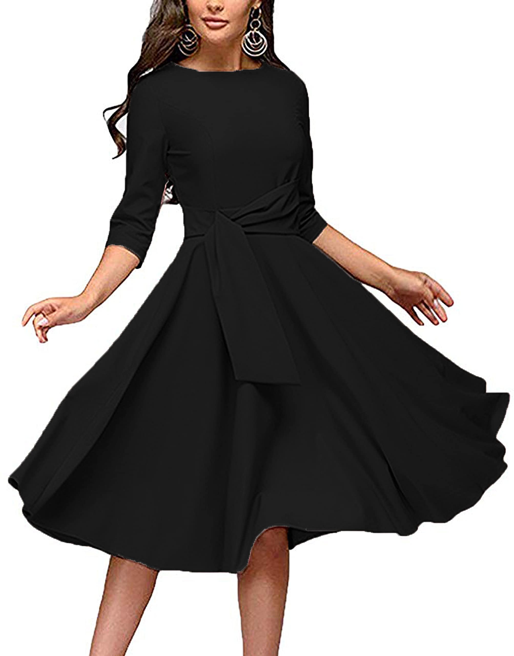 FENJAR Womens Elegance Audrey Hepburn Style Ruched