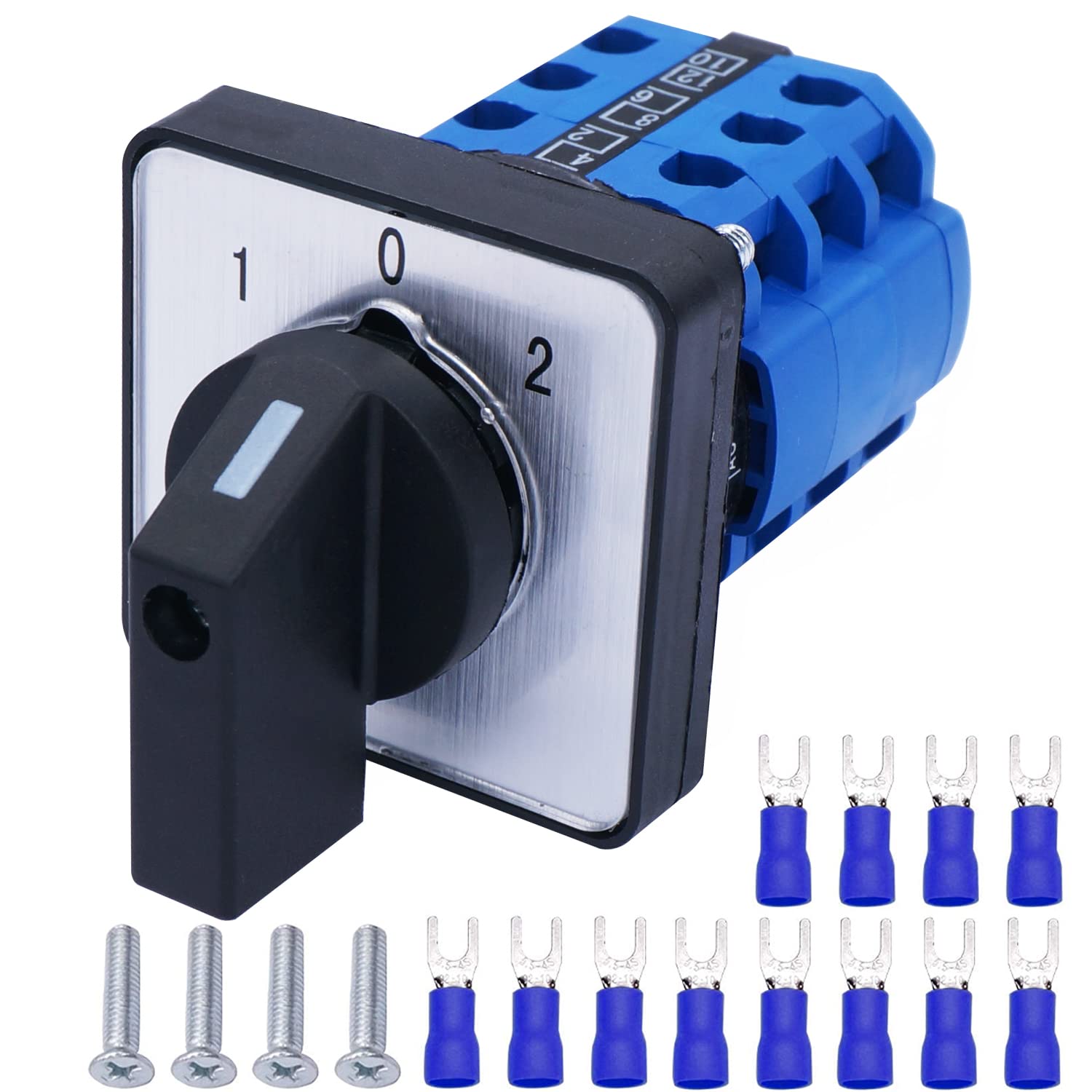 Taiss Universal Selector Changeover Switch 20A 550V 3 Position 12 Terminals Latching Rotary Cam Switch + SV2-4s Blue Connection Terminal LW26-20/3