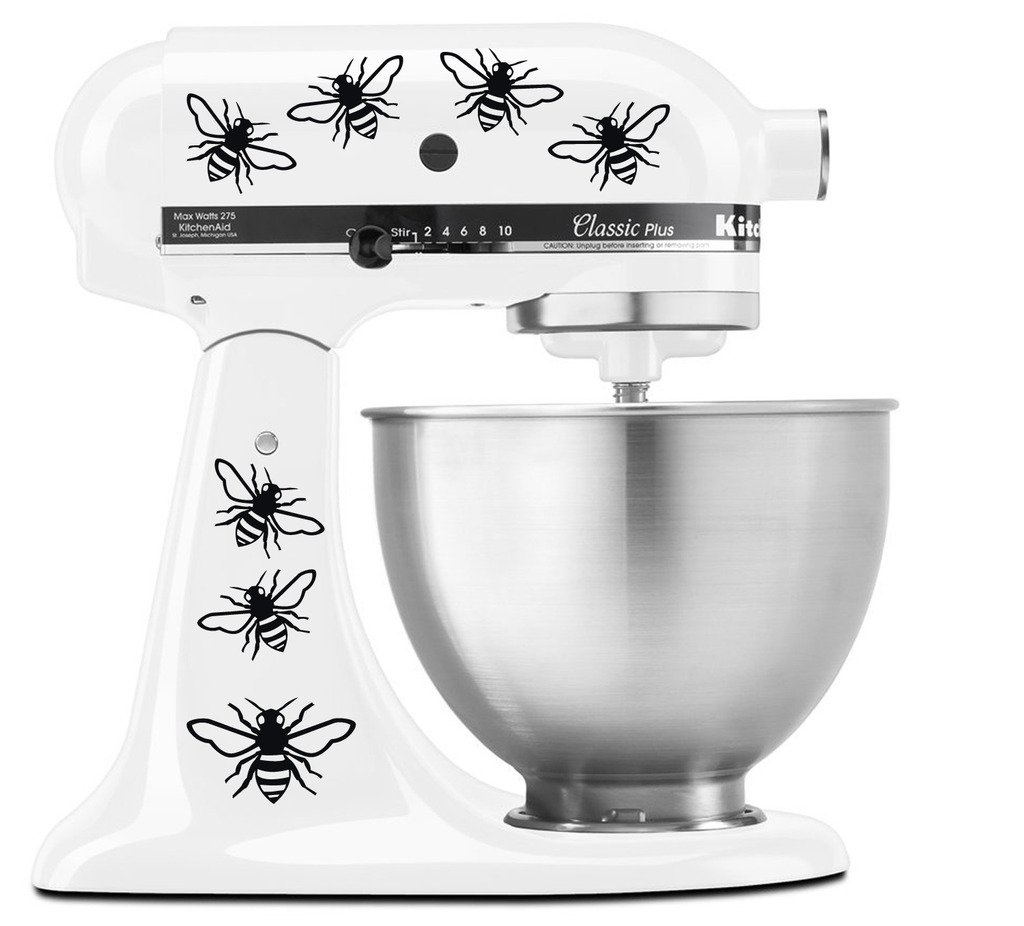 Honey Bee Bees Beehive Colony - Vinyl Decal Set for Kitchen Mixers - Black